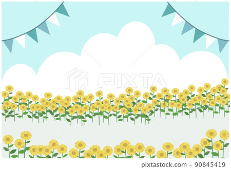 向日葵田和藍天,積雨雲,旗幟背景集 向日葵田和藍天,積雨雲,旗幟背景集 90845419