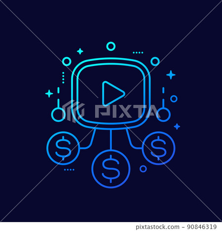 Video monetization line vector icon Video monetization line vector icon 90846319