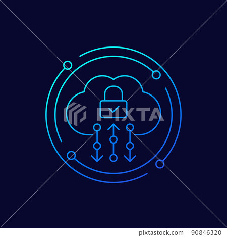 Secure cloud access or protected hosting line icon Secure cloud access or protected hosting line icon 90846320
