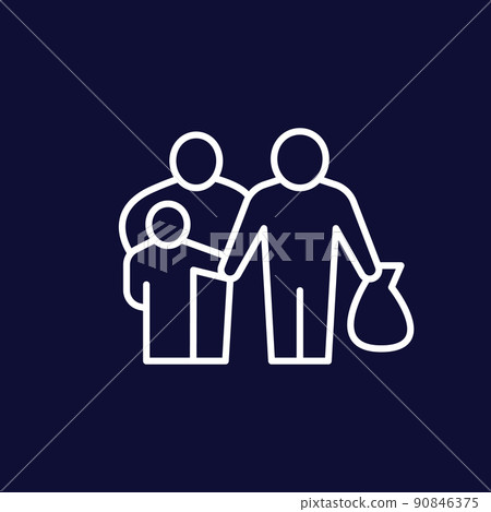 Refugees line icon on dark Refugees line icon on dark 90846375