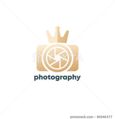 photography logo design with camera and crown 90846377