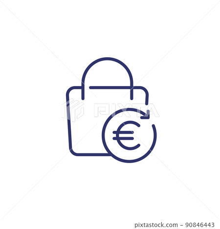 cashback line icon with a bag and euro cashback line icon with a bag and euro 90846443