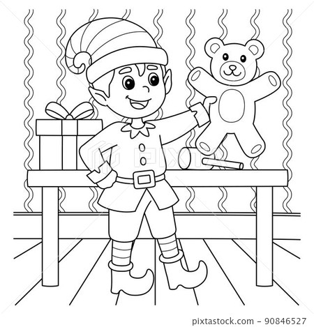 Christmas Elf Coloring Page for Kids 90846527