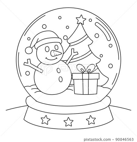 Christmas Snow Globe Coloring Page for Kids Christmas Snow Globe Coloring Page for Kids 90846563