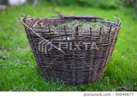 Old wooden handmade basket 90846677