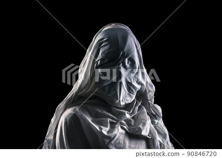 Portrait of a scary ghost isolated on black background with clipping path 90846720