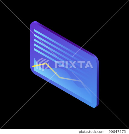 Isolated Gradient Card with Graphs on Black Background 90847273