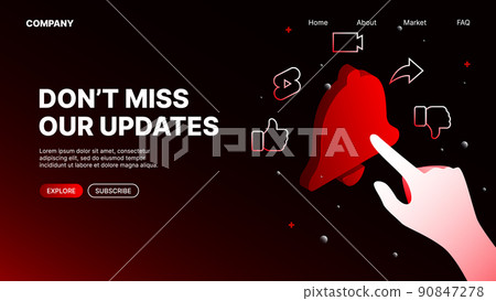 Do not Miss Updates. Notification Button on Red Website Landing Page 90847278