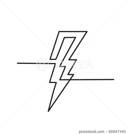 Line Drawing Lighting Strike Icon Line Drawing Lighting Strike Icon 90847345