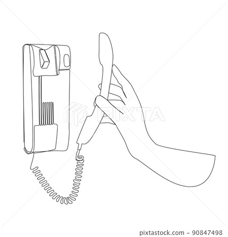 Hands opening door through intercom 90847498