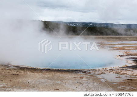 Hot spring Geyser with colorful water in American Landscape. 90847765