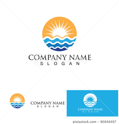 Water wave and sun icon vector illustration design logo Water wave and sun icon vector illustration design logo 90848497