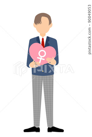 關於性別認同，跨性別者（LGBTQ+），一個有一顆心的初中和高中男孩，表明了心臟的性別 90849053