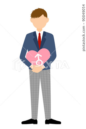 Cisgender，一個初中和高中男孩，有一顆表明性別認同的心的性別 90849054