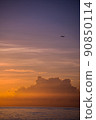 Sunrise, airplane, sea, sun 90850114