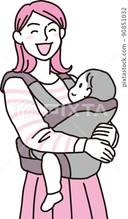 Young mom with a hug string smile _ magenta 90851032