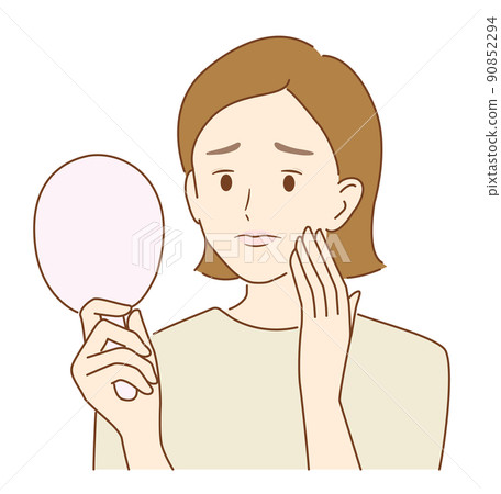 一個擔心在鏡子裡看自己皮膚的女人 90852294