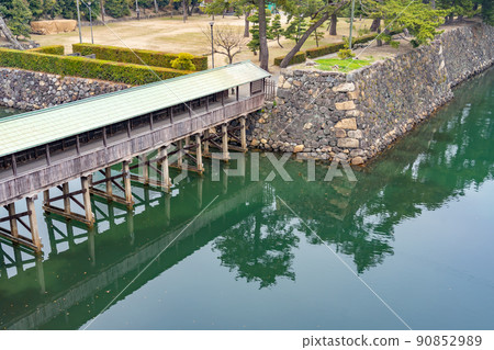 Takamatsu City, Kagawa Prefecture, Takamatsu Castle's Sayabashi and moat stone walls Takamatsu City, Kagawa Prefecture, Takamatsu Castle's Sayabashi and moat stone walls 90852989