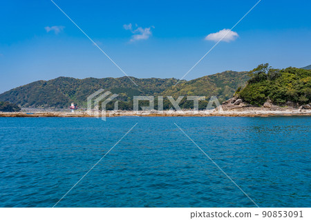 從高知縣土佐清水市的看不見的海岸看龍串海岸 從高知縣土佐清水市的看不見的海岸看龍串海岸 90853091