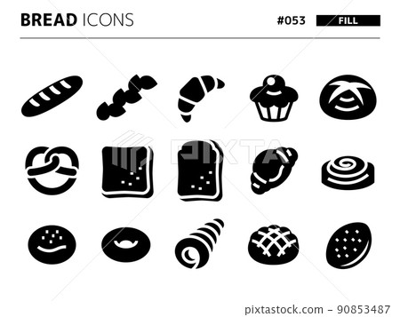 麵包相關的填充樣式圖標 set_053 麵包相關的填充樣式圖標 set_053 90853487