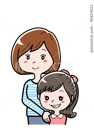 Illustration of adult woman and child woman Illustration of adult woman and child woman 90854021