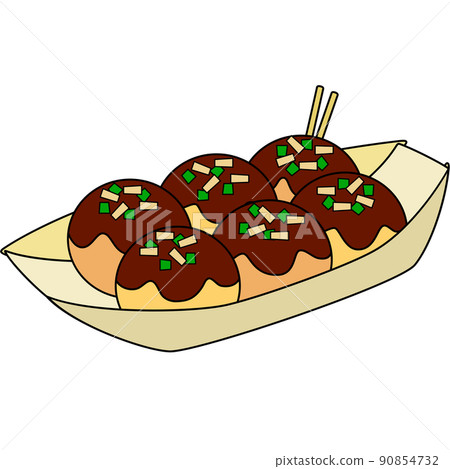 Illustration of takoyaki (with outline) 90854732