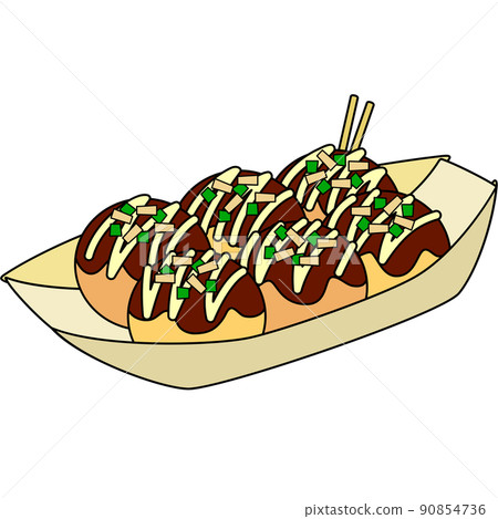 章魚燒的插圖(帶輪廓) 章魚燒的插圖(帶輪廓) 90854736