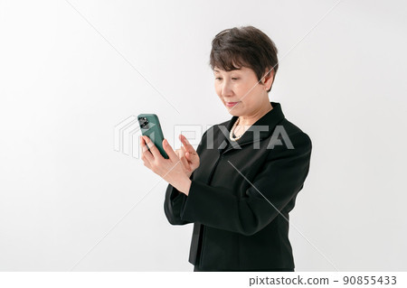 Women in mourning dress smartphone funeral Women in mourning dress smartphone funeral 90855433