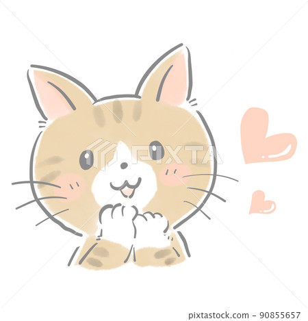 戀愛中的小貓和心臟的象徵 90855657