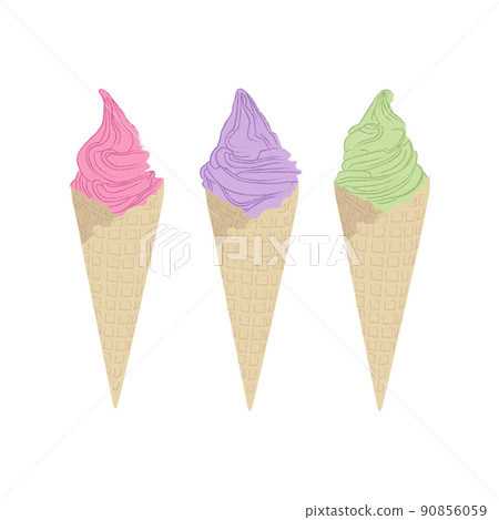 softserve ountline vector on white background for menu or advertising. Ice cream with three shape. softserve ountline vector on white background for menu or advertising. Ice cream with three shape. 90856059