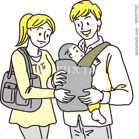 Hug string daddy and mom _ upper body image _ yellow 90857393