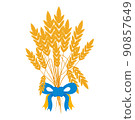 Wheat with ukranian flag National symbols of Ukraine. 90857649