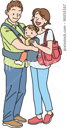 Hugging string daddy mom full body image _ color 90858167