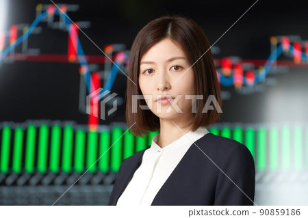 Business woman securities analyst trader image standing in front of the chart screen Business woman securities analyst trader image standing in front of the chart screen 90859186