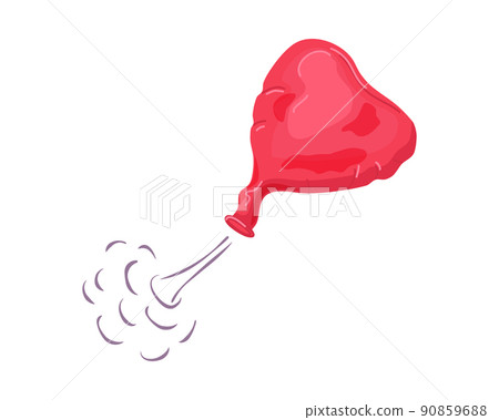 Heart Balloon deflates, flies away. Scientific experiment. Vector cartoon illustration. 90859688