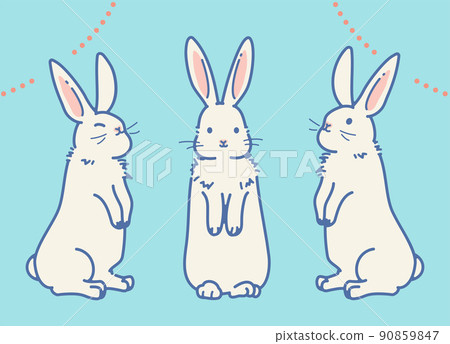 Illustration of a cute rabbit standing on its hind legs (set_blue) 90859847