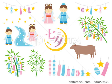 七夕插畫_套裝_顏色 七夕插畫_套裝_顏色 90859870