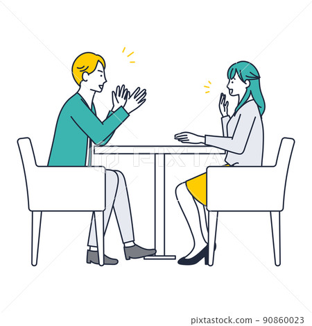 談笑風生的男女插圖素材 90860023