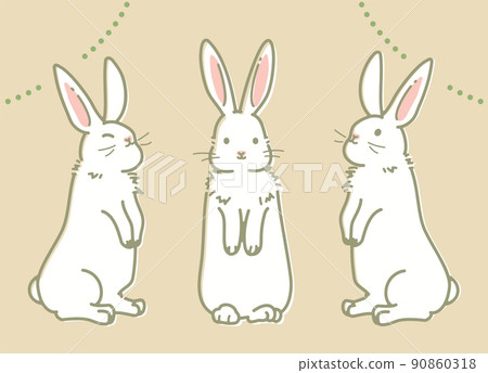 Illustration of a cute rabbit standing on its hind legs (set_retro style) 90860318