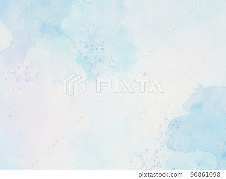Watercolor paint pale color blue bleeding 90861098