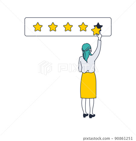 Illustration material of a woman who posts a review on the evaluation site Illustration material of a woman who posts a review on the evaluation site 90861251