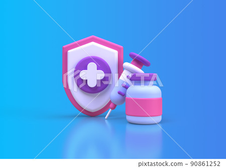 Syringe for vaccine concept illustration Landing page template for background 90861252