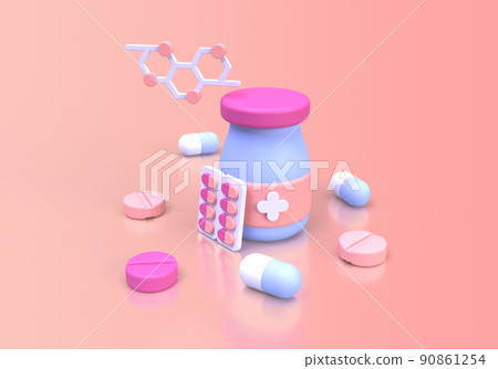 Medicine and drug for drugstore category concept illustration Landing page template for background 90861254