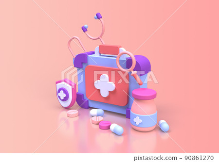 first aid kit concept illustration Landing page template for background 90861270