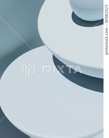 3D Rendering Pastel Color Studio Shot Product Display Background with Geometric Blocks for Beauty, Cosmetics or Skin Care Product Display.	 90862825