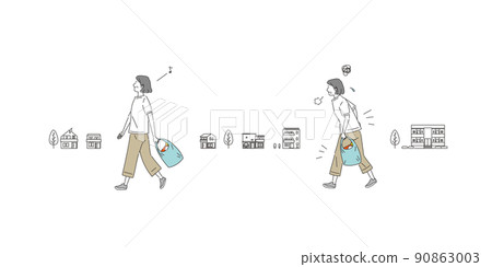 Set of middle aged to senior women shopping 90863003