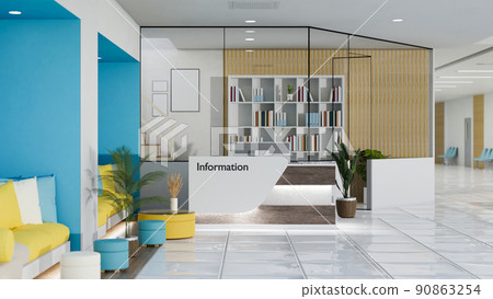 Modern medical clinic or hospital information lobby interior design with information counter 90863254