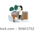 Girl doing remote work 90863702