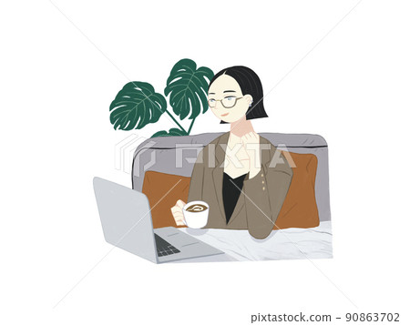 做遠程工作的女孩 90863702