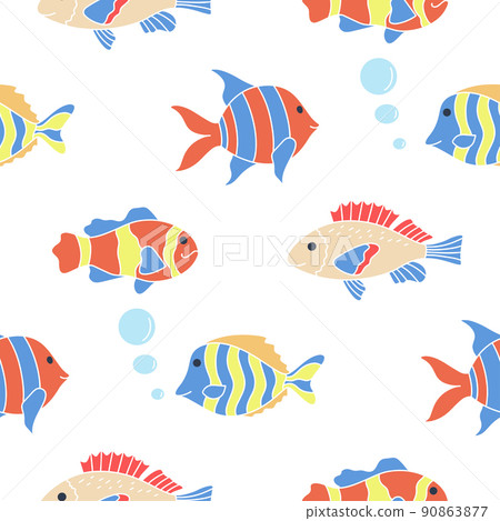Color fish seamless pattern vector 90863877